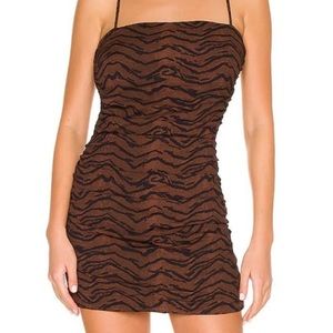 Weworewhat Ronnie Ruched Dress in Brown Zebra